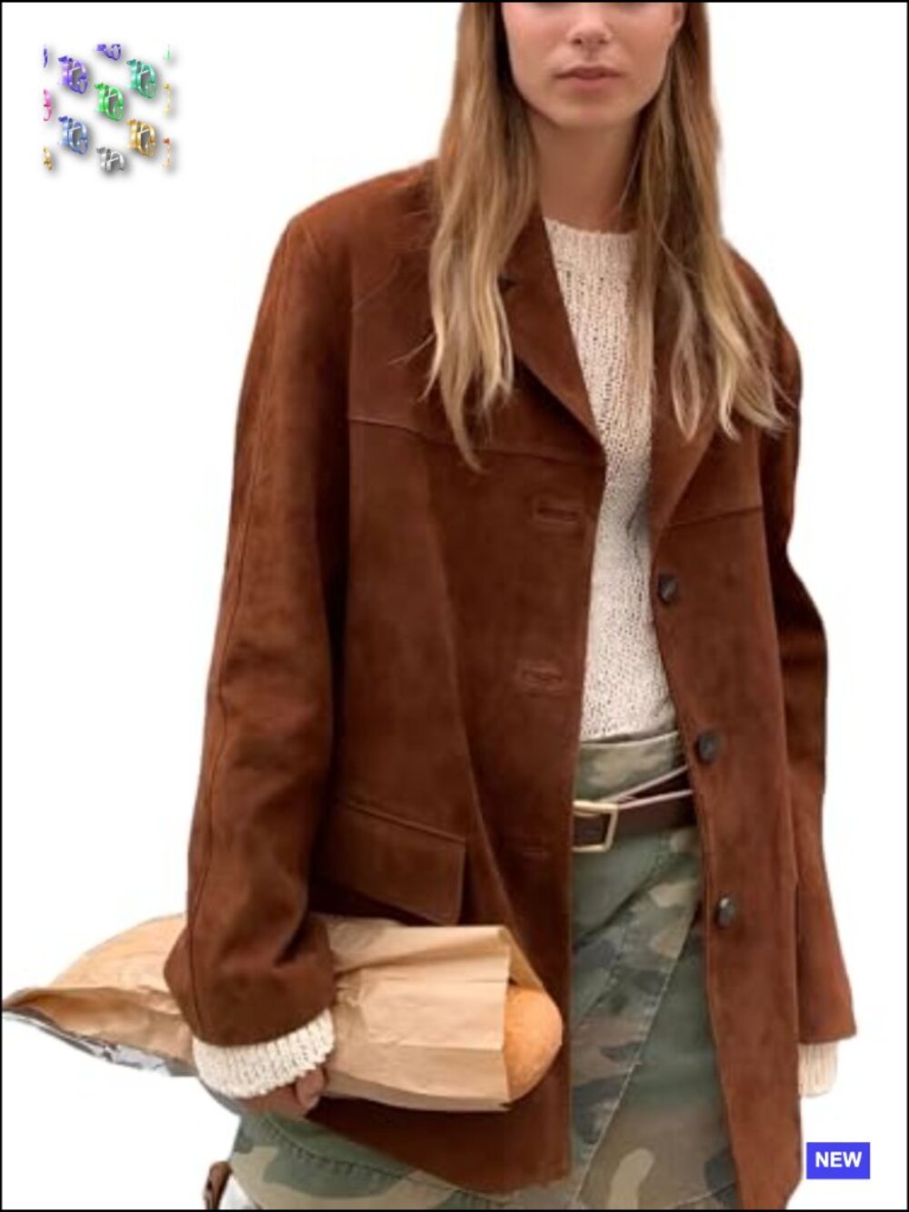 Oversized Suede Leather Blazer Jacket Modern Streetwear Chic Relaxed Fit - Picture 3 of 3